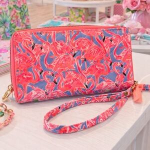 Simply Southern Coral Flamingo Wristlet